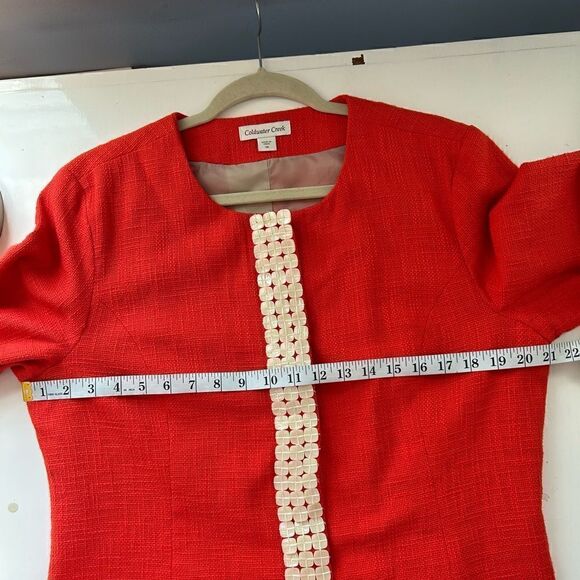 Coldwater Creek Red Pearl-Beads Blazer Jacket Size 14 - Picture 6 of 10